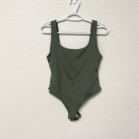 BYLT Basics Tops - Bylt Premium Basics Essential Bodysuit Womens Size L Green Fitted Square neck